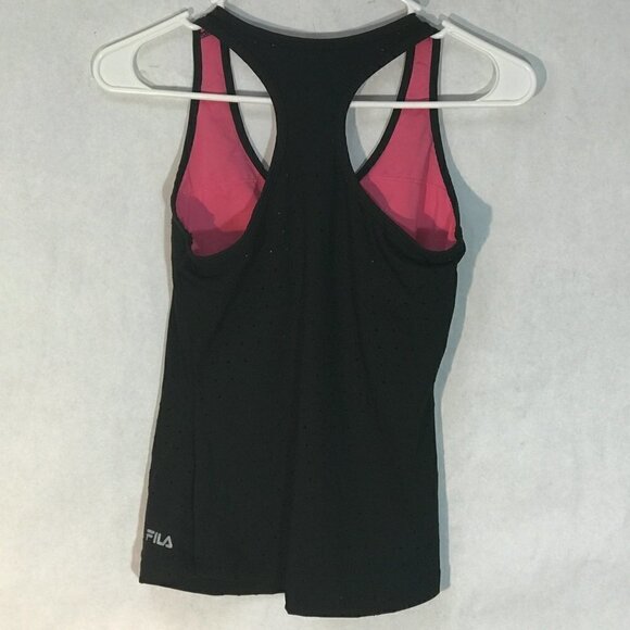 FILA Pink Black Jersey Women Tank Top Athletic Activewear Yoga Workout Top XS - Picture 7 of 7